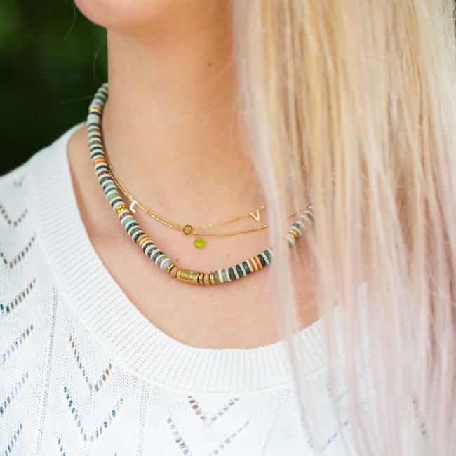 ZAG  Bijoux Surfketting groen en natuurtinten