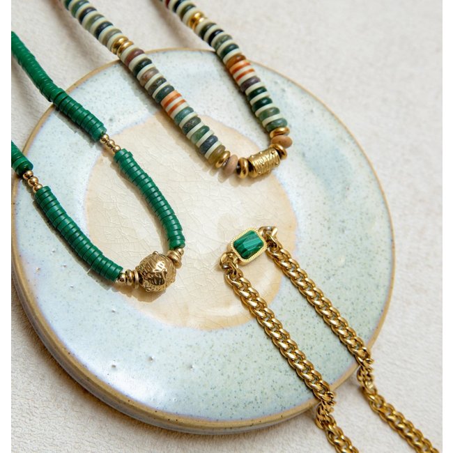 ZAG  Bijoux Surfketting groen en natuurtinten