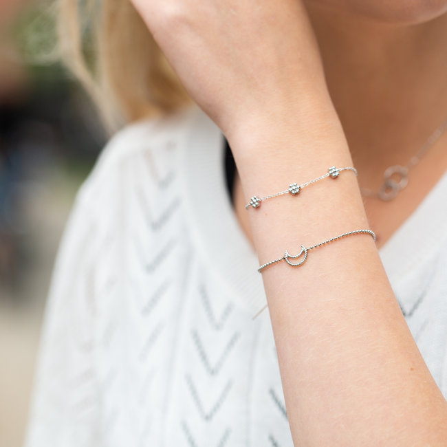 Day & Eve  Zilver maan of bloemen armband