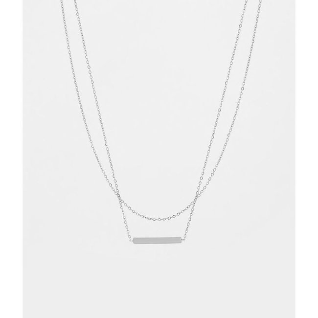 ZAG  Bijoux Dubbele ketting met balkje zilverkleurig