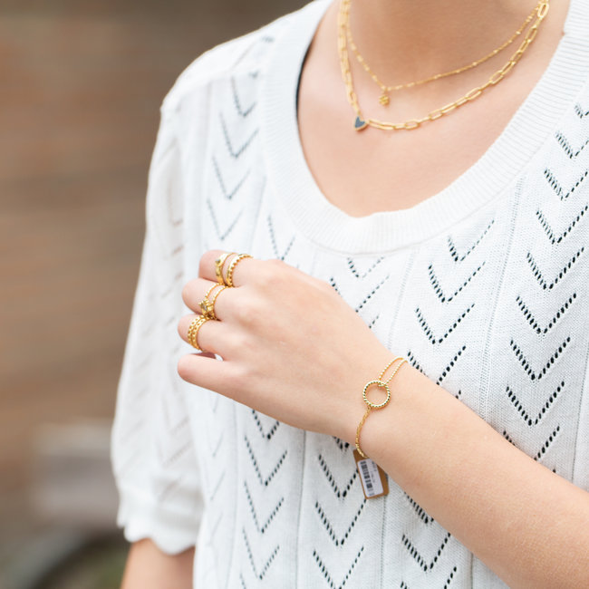 Day & Eve  Schakelarmband hartje of cirkel goud