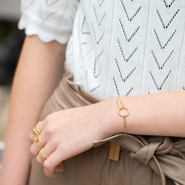 Day & Eve by Go Dutch Label Schakelarmband hartje of cirkel goud