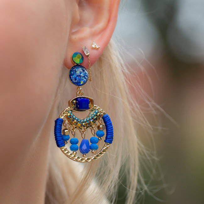 Boho oorbellen blauw