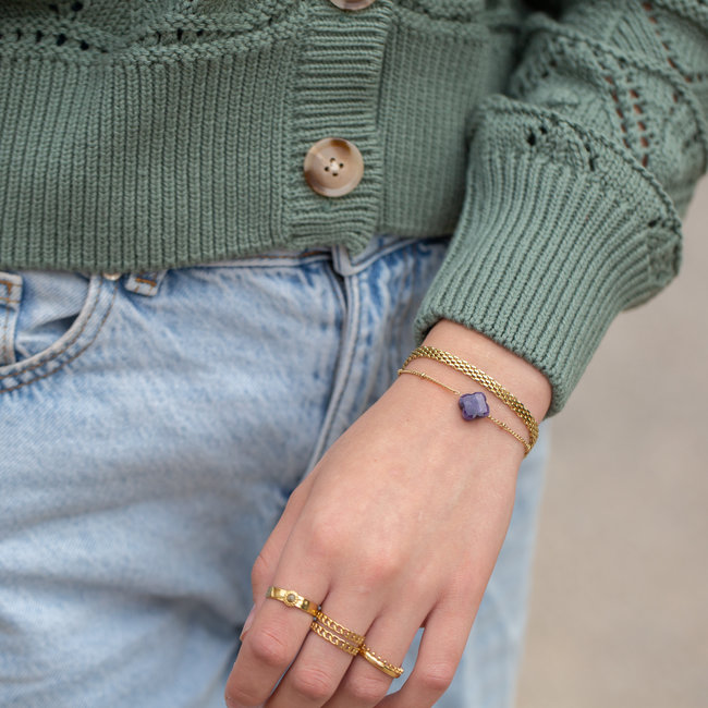 Day & Eve  Paarse klaver armband of schakelmatje