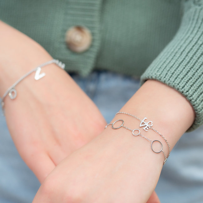 Open rondjes of love armband zilver