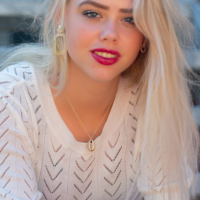 Biba Goud ketting met echte witte kaurie schelp