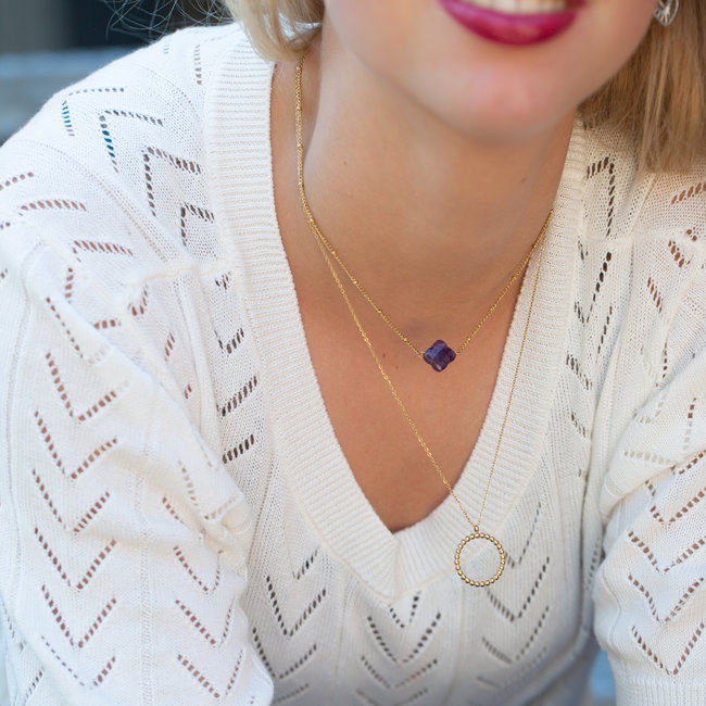 Day & Eve  Goud ketting met klaver of bolletjes cirkel