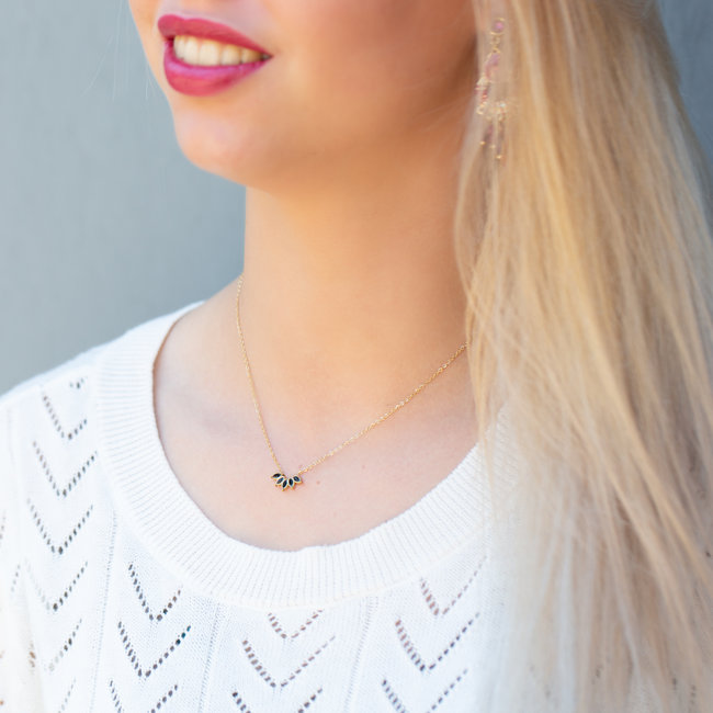 Zwarte steentjes crystal ketting