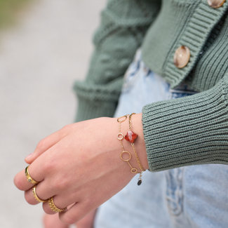 Day & Eve  Natuursteen klaver of cirkel armband