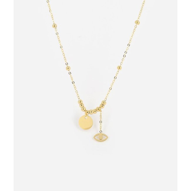 Goudkleurige ketting met geluksoogje