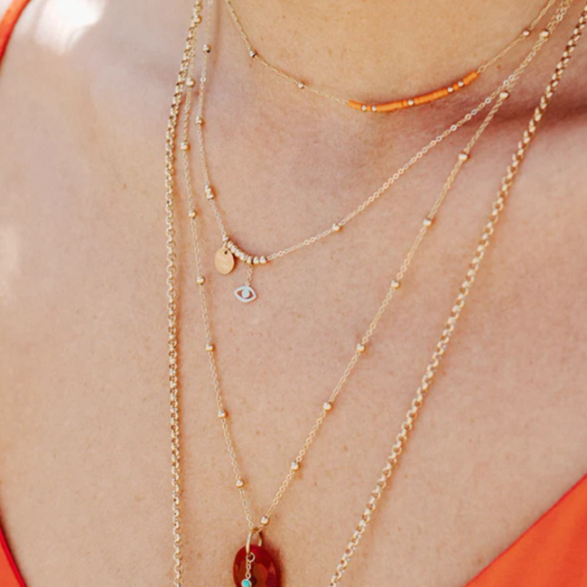 Goudkleurige ketting met geluksoogje