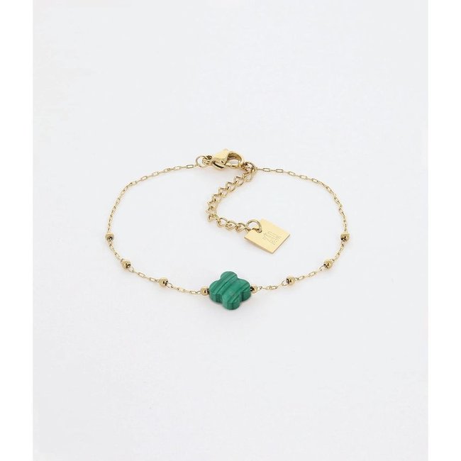 ZAG  Bijoux Groene klaver armband goudkleurig