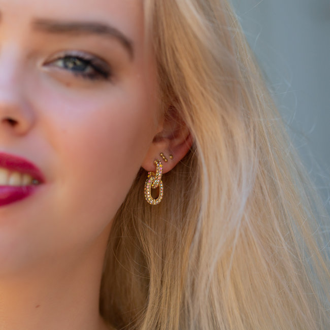 Biba Glitter ovaal oorbellen AB crystal