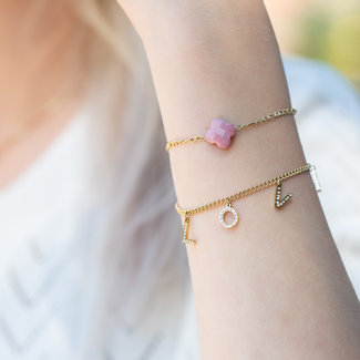 Day & Eve  Love of roze klaver armband goud