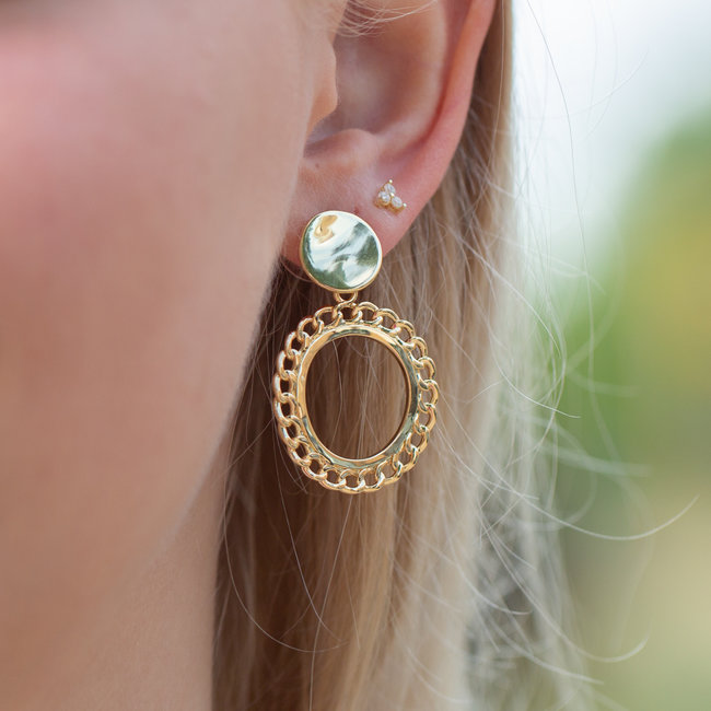 Biba Ronde oorbellen met opengewerkte ring