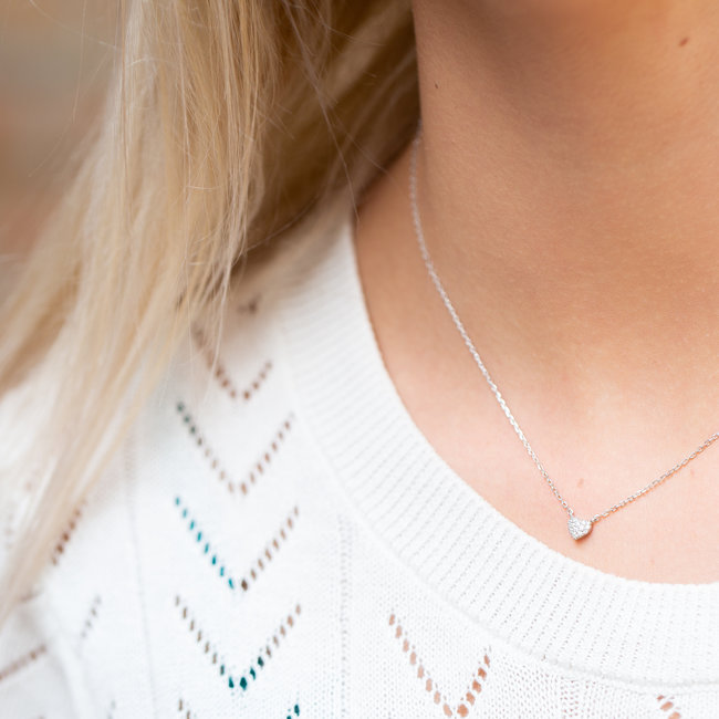 Echt zilver ketting met zirconia hart