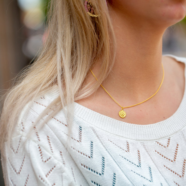 Goud ketting sun coin