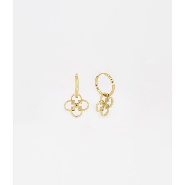 ZAG  Bijoux Grote klaver oorbellen zirkonia goudkleurig