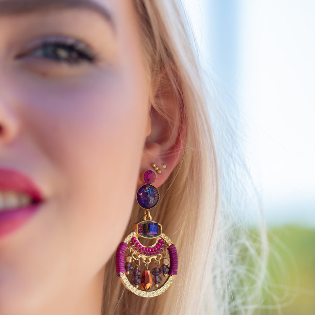 Roze paarse boho oorbellen