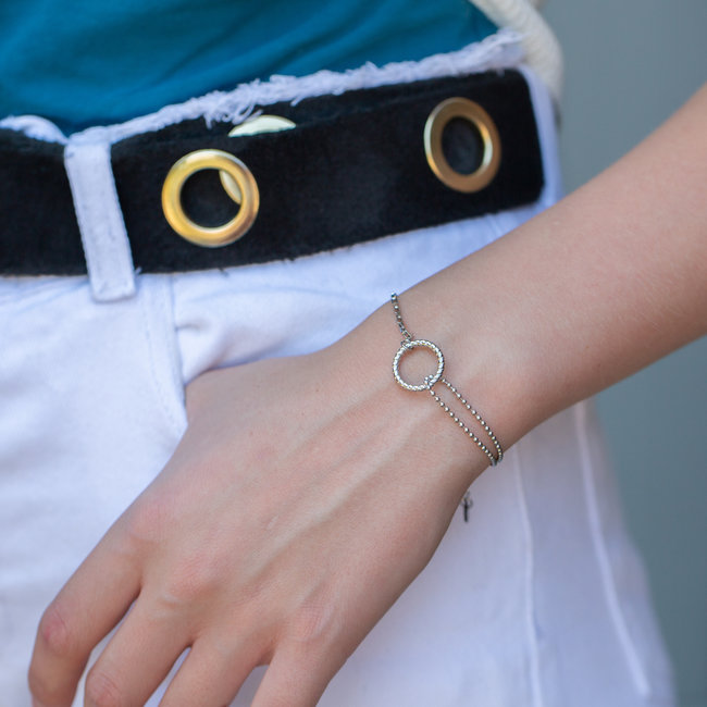 Day & Eve  Armband met cirkel zilverkleurig