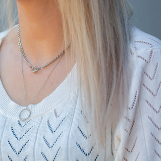 Day & Eve  Zilverkleurige kettingen met cirkels