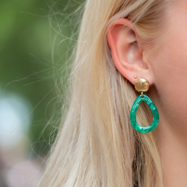 Fel groene open druppel oorbellen