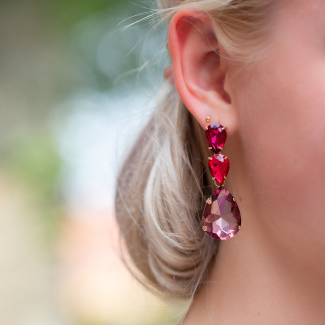 Biba Time to shine oorbellen roze rood