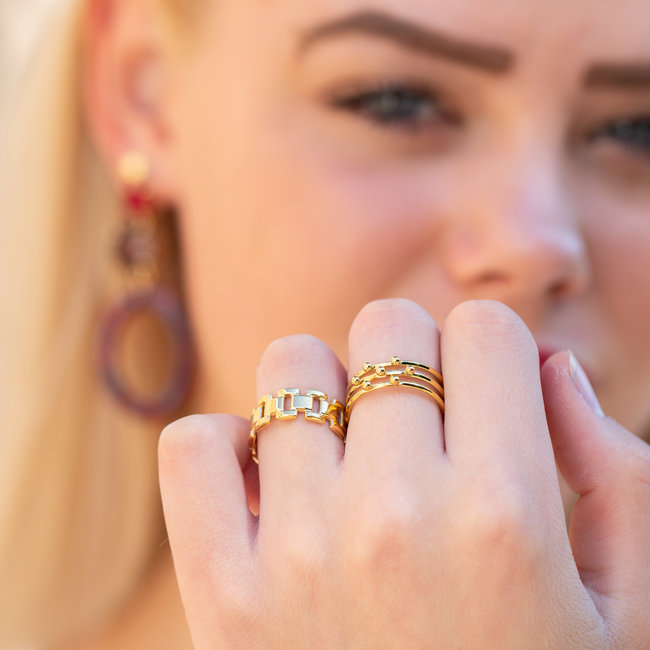 Ikita  Goud brede ringen