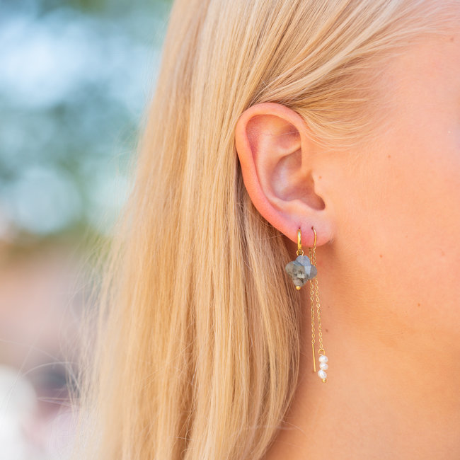 Day & Eve  Natuursteen klaver of parel  oorbellen