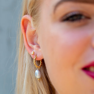 Day & Eve  Oorringen parel grijs