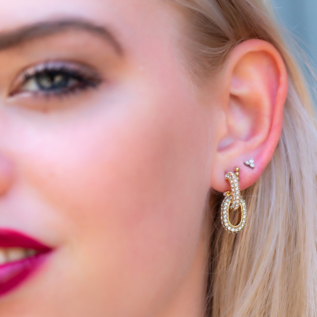Glitter ovaal oorbellen crystal