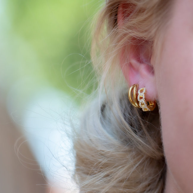 KARMA Goud creolen open of zirconia steentjes