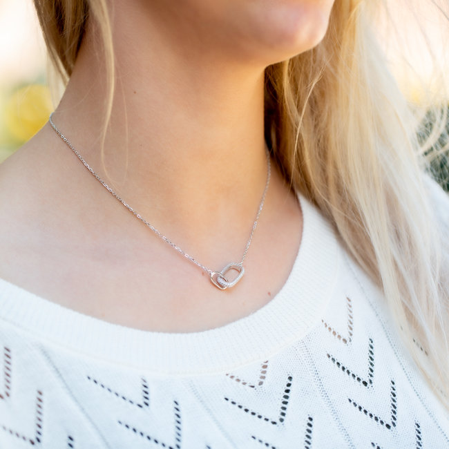 Necklace Double Zirconia Oval Silver
