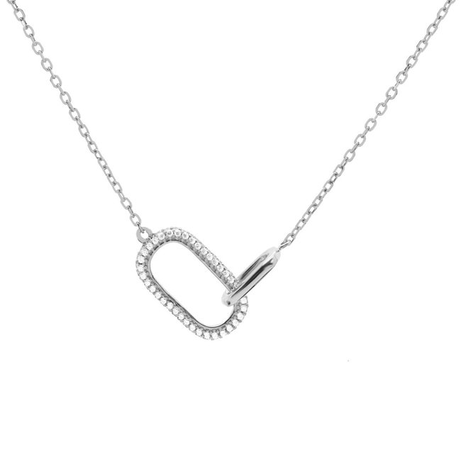 Necklace Double Zirconia Oval Silver