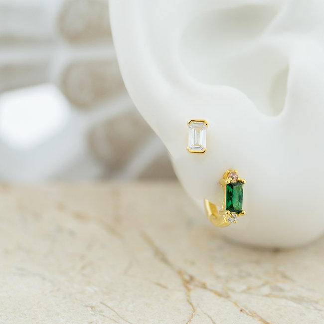 Groene en crystal rechthoek oorbellen