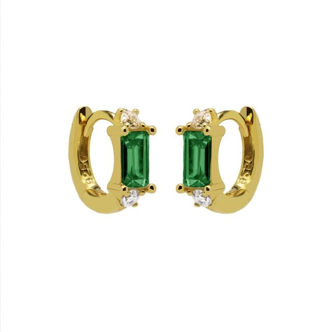 KARMA Groene en crystal rechthoek oorbellen