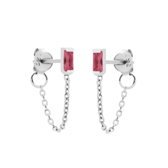 Ruby roze mix oorbellen zilver