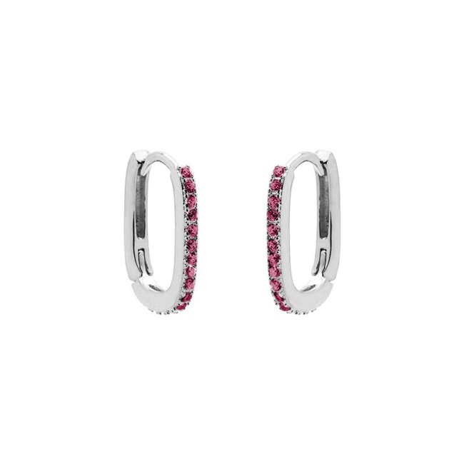 Ruby roze mix oorbellen zilver