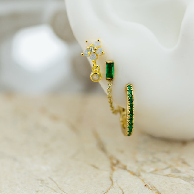 Emerald groen oorbellen goldplated