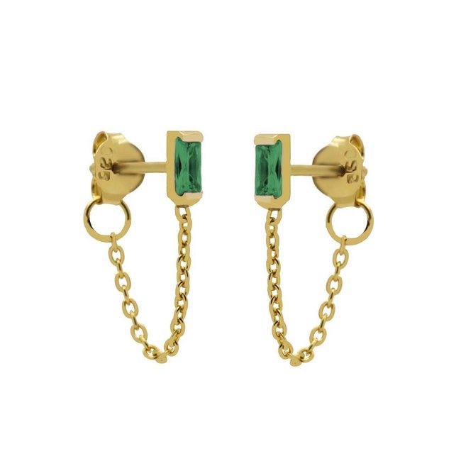 Emerald groen oorbellen goldplated