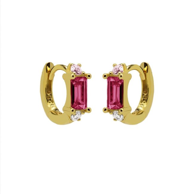 Ruby roze mix combi oorbellen