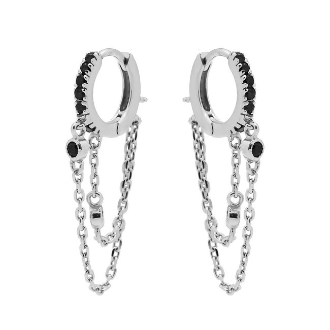 KARMA Zwarte zirconia oorbellen