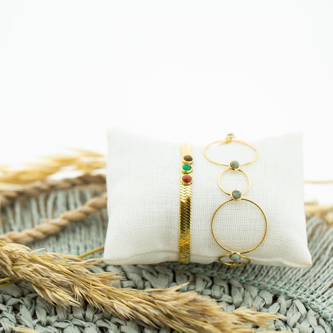 Ronden ringen armband met natuurstenen