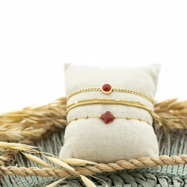 ZAG  Bijoux Goud armband met warm rood oranje steen