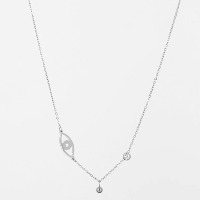 ZAG  Bijoux Zilver ketting met oog en zirconia steentje