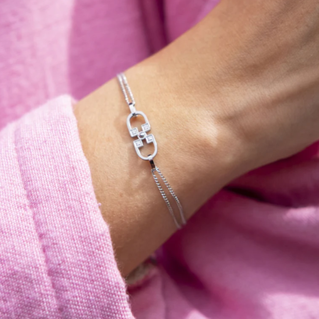 Zilver armband ovaal met zirconia