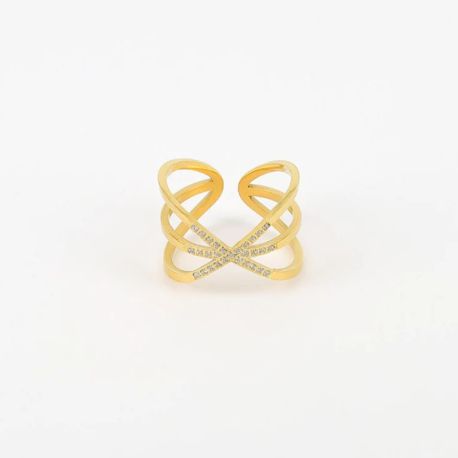 ZAG  Bijoux Brede goud zirconia ring
