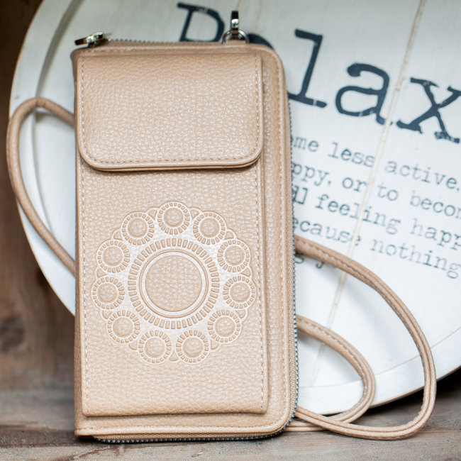 Beige Telefoon portemonnee tasje zeeuwse knop