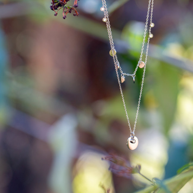 ZAG  Bijoux Zilver dubbele etting met munten, zirconia en balletjes