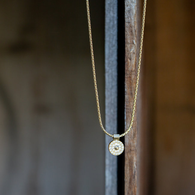 ZAG  Bijoux Ketting goud met zirconia ronde hanger